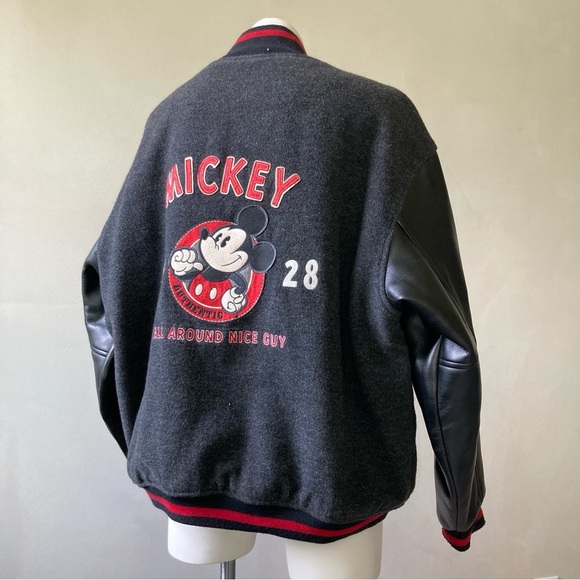 Disney | Vintage Mickey Mouse Wool Blend Letterman Bomber Jacket - Picture 7 of 12